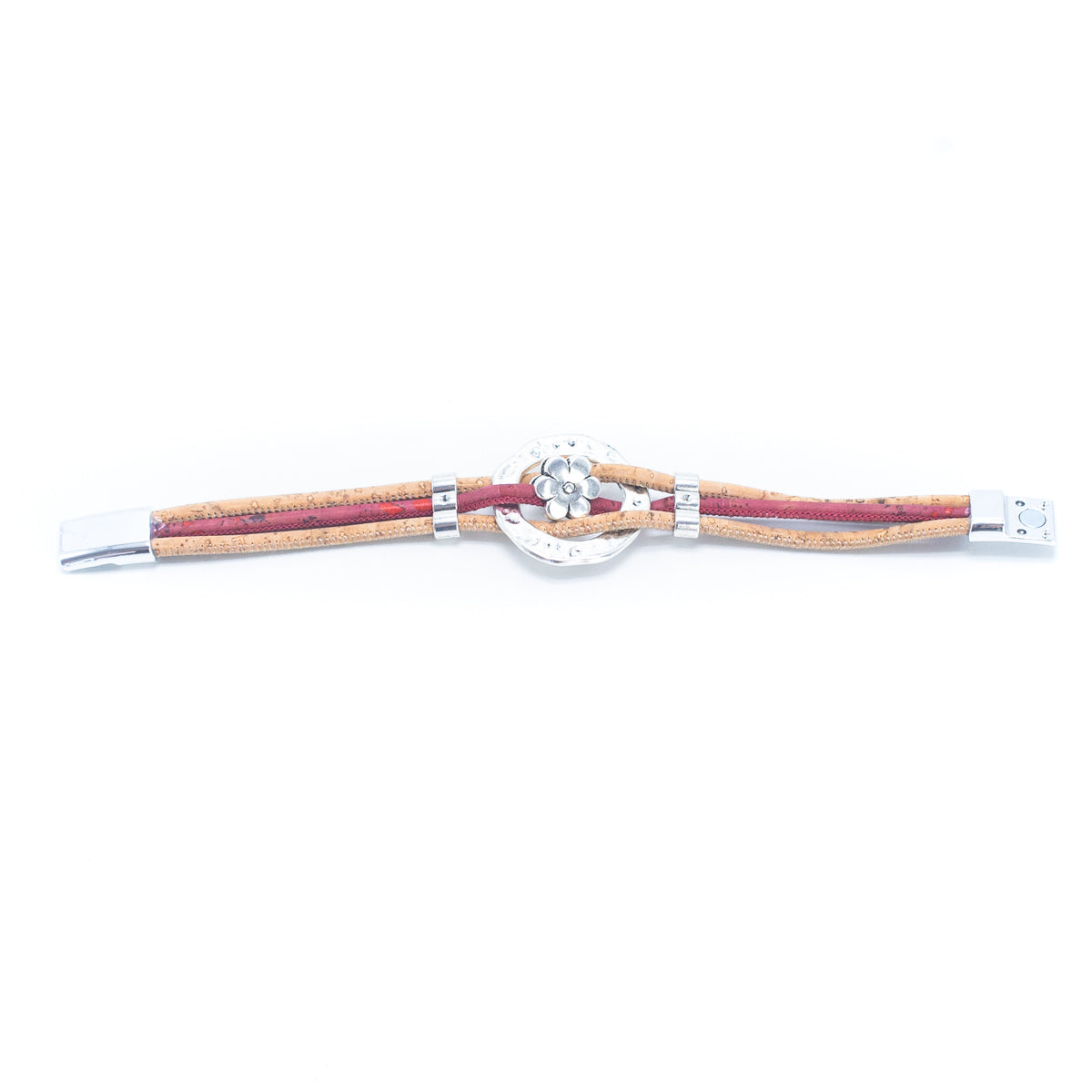 Bracelet en liège fait main fleur de cercle BR-416-MIX-5 