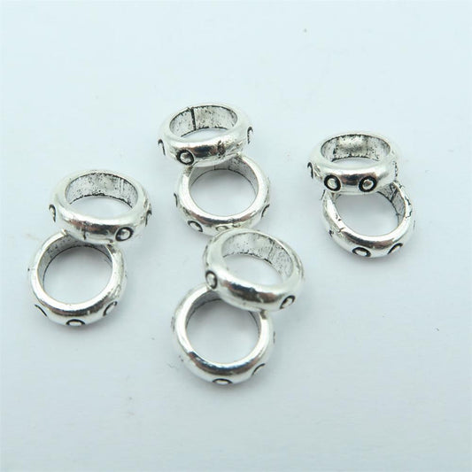 100PCS For 5mm/6mm leather antique silver zamak slider with dot, Jewelry supply, Findings Components D-5-5-66