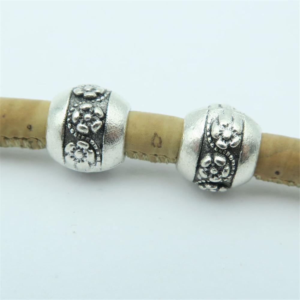 20pcs For 5mm leather antique silver zamak small flower beads big hole beads Jewelry supply Findings Components D-5-5-61