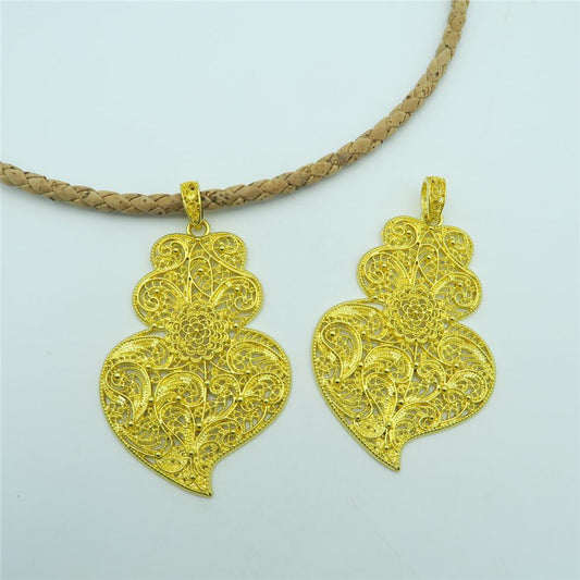 5 units Golden viana heart pendant original PORTUGUESE statement Necklace pendant jewelry finding suppliers D-3-86