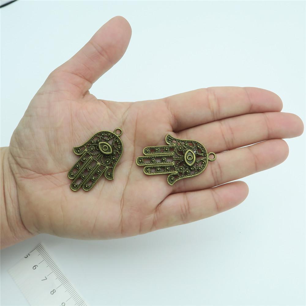 10pcs Fatima hand Pendants for necklace key chain antique brass Pendants Jewelry Findings & Components D-3-63