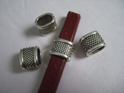 10pcs For 10x5mm leather Antique silver Slider bracelet findings Licorice Leather Components D-2-6
