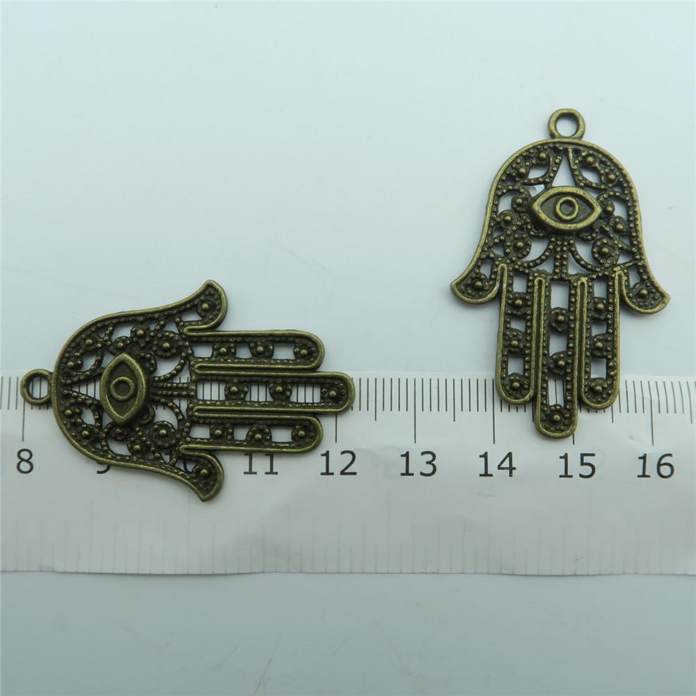10 pièces pendentifs main de Fatima pour collier porte-clés pendentifs en laiton antique résultats de bijoux et composants D-3-63 