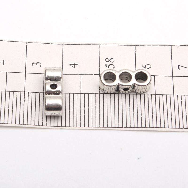 Fournitures rondes en cuir de 3mm, 20 pièces, 3 connecteurs, séparateur d'arbre, brin, composants de bijoux en argent Antique, D-5-3-35 
