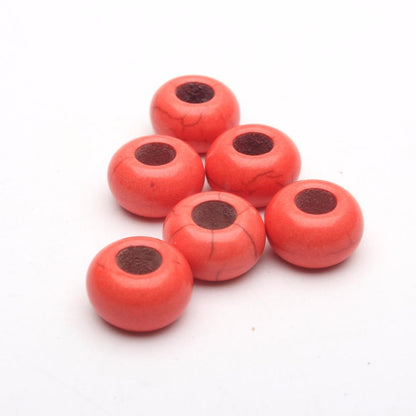 20PCS For 5mm leather Orange stone big hole beads Jewelry supply Findings Components D-5-5-74