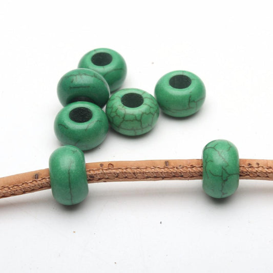 20PCS For 5mm leather green stone big hole beads Jewelry supply Findings Components D-5-5-77
