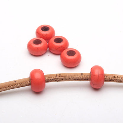 20PCS For 5mm leather Orange stone big hole beads Jewelry supply Findings Components D-5-5-74