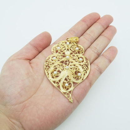 5 pièces Antique doré avec perle Viana coeur pendentif bijoux fournitures bijoux trouver D-3-74