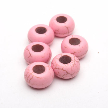 20 pièces pour cuir de 5mm, pierre rose, perles à grand trou, fourniture de bijoux, composants D-5-5-76 