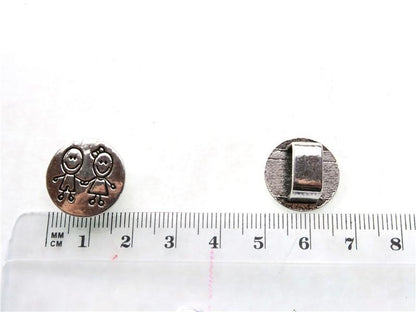 10pcs Boy and girl Slider for Licorice Leather, Zamak, Antique Silver, Jewelry supply finding D-2-7