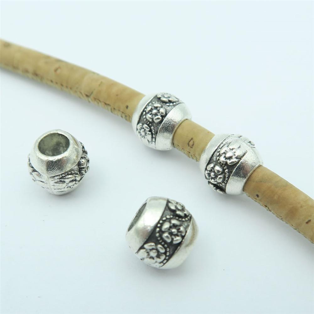 20pcs For 5mm leather antique silver zamak small flower beads big hole beads Jewelry supply Findings Components D-5-5-61