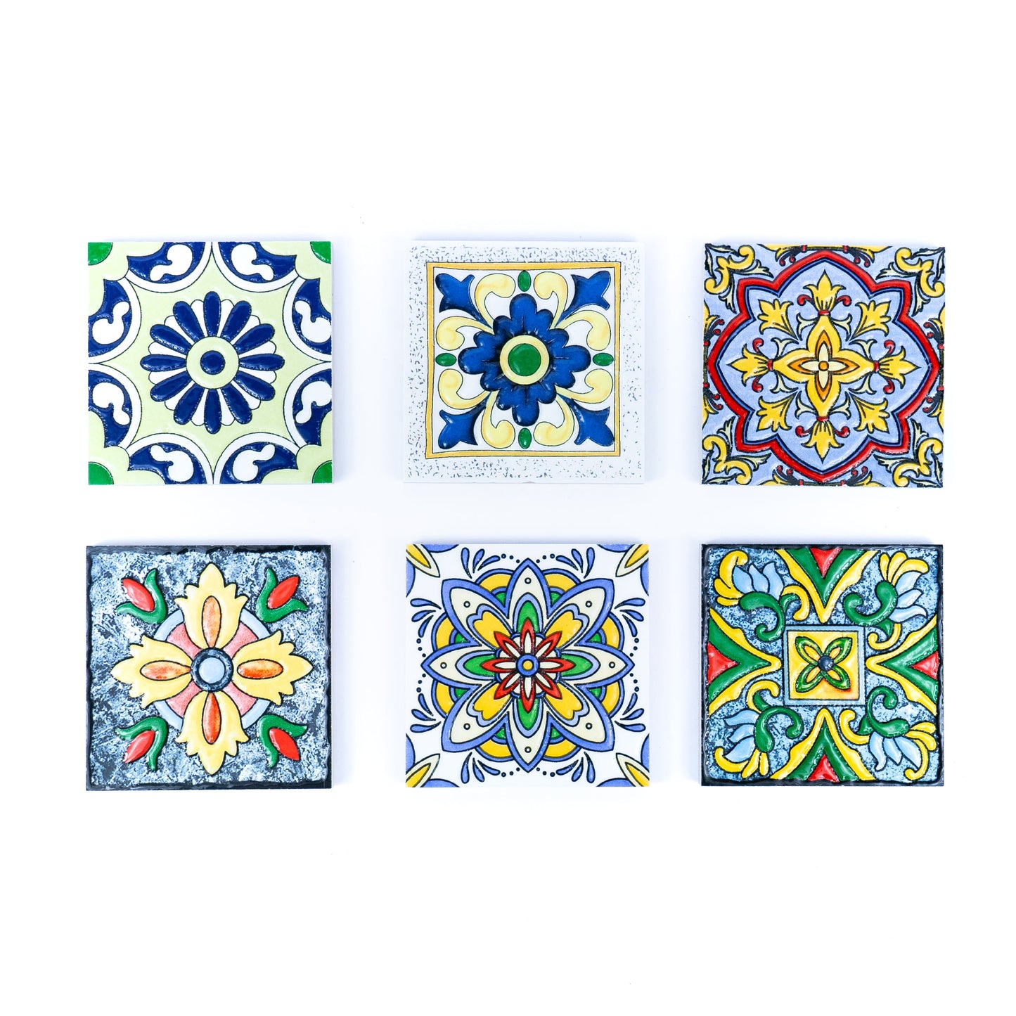 Set of 6 Elegant Portuguese Tile Ceramic & Cork Coasters | THE CORK COLLECTION