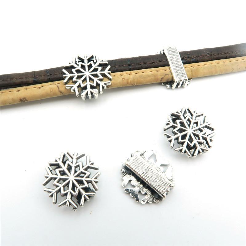 10 Pcs for 10mm flat leather, Antique Silver Snow beads jewelry supplies jewelry finding D-1-10-91