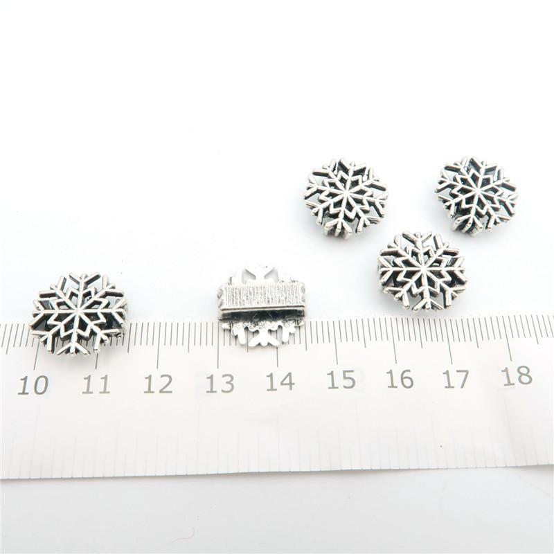 10 Pcs for 10mm flat leather, Antique Silver Snow beads jewelry supplies jewelry finding D-1-10-91