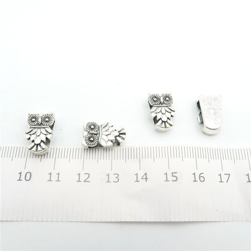 10 Pcs for 10mm flat leather, Antique Silver OWL  beads jewelry supplies jewelry finding D-1-10-90