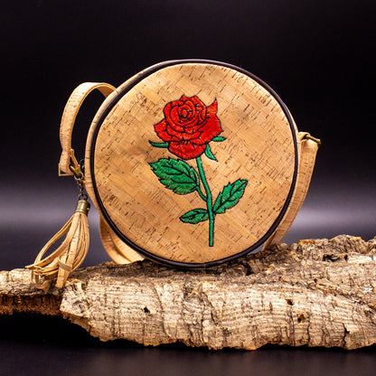 Sewed Design Natural Cork Round Women Crossbody | THE CORK COLLECTION