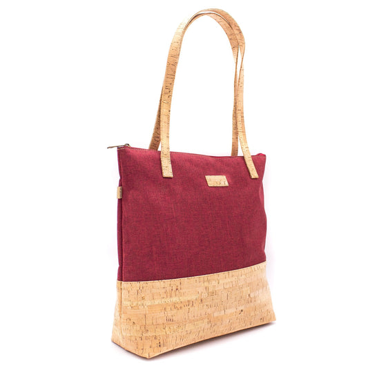 Cork w/ Red Fabric Women's Tote Bag BAG-2057-B