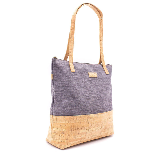 Cork w/ Gray Fabric Women's Tote Bag BAG-2057-D