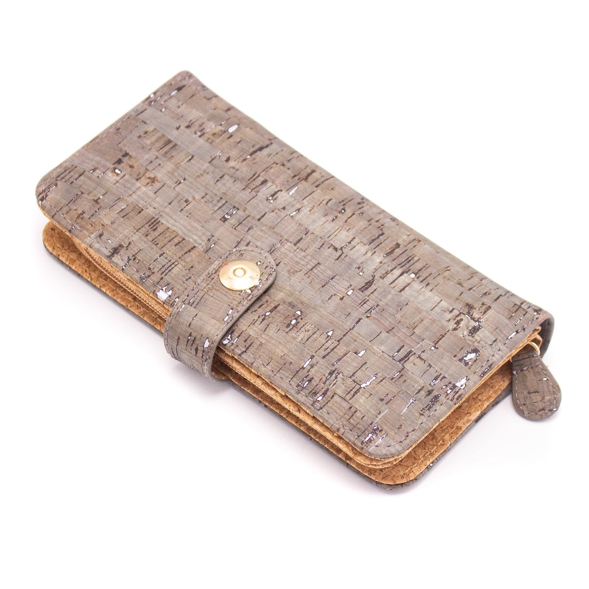Green & Silver with magnet closure Cork Wallet | THE CORK COLLECTION