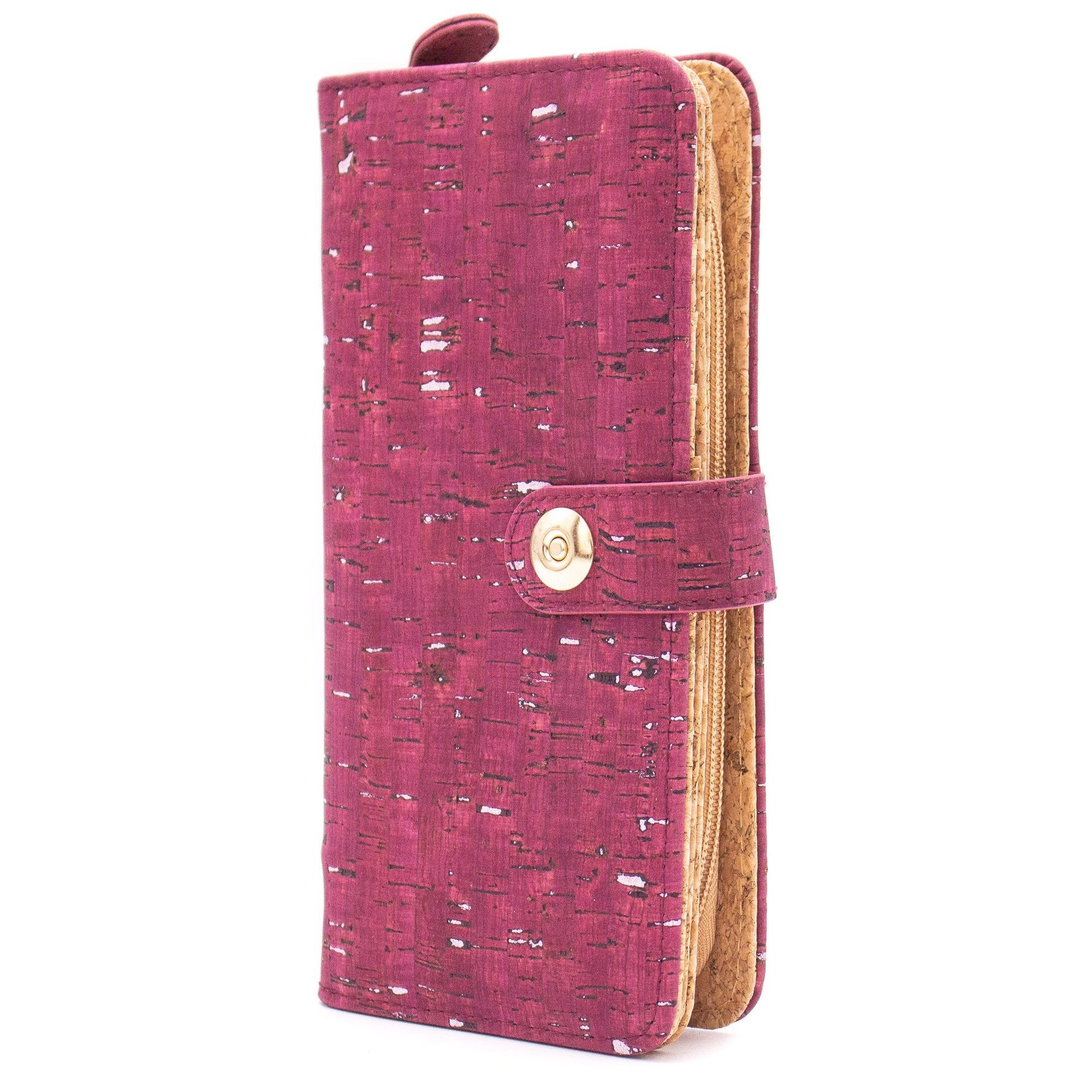 Wine Red & Silver w/ magnet closure Cork Wallet | THE CORK COLLECTION