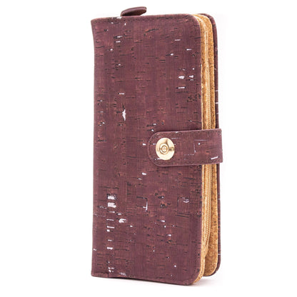 Brown & Silver with magnet closure Cork Wallet | THE CORK COLLECTION