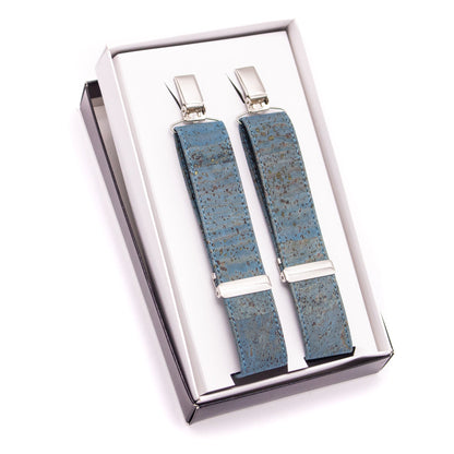 Turquoise Adjustable Cork Straps Suspenders | THE CORK COLLECTION