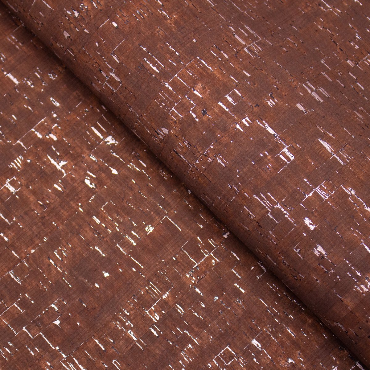 Feuille textile marron avec liège argenté COF-368