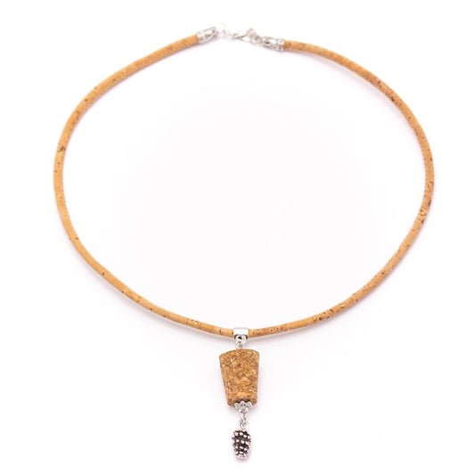 Collier en liège naturel pour femmes, bijoux en bois originaux faits à la main, Vintage, du Portugal, N-305-5