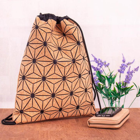 Geometric Cork Polochon Vegan Backpack | THE CORK COLLECTION