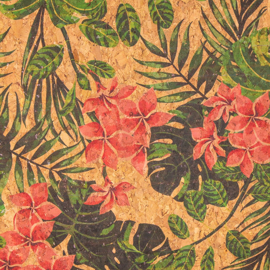 Flowers & leaves Pattern Cork Fabric COF-375