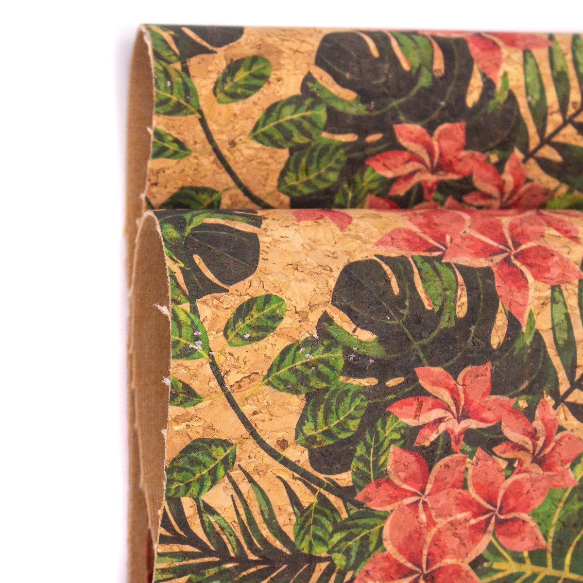 Tissu en liège à motif de fleurs et de feuilles COF-375