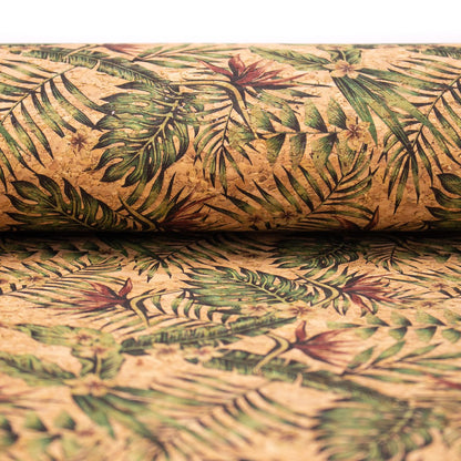 Tissu de liège d'été à motif floral sans couture de feuilles de palmier COF-377
