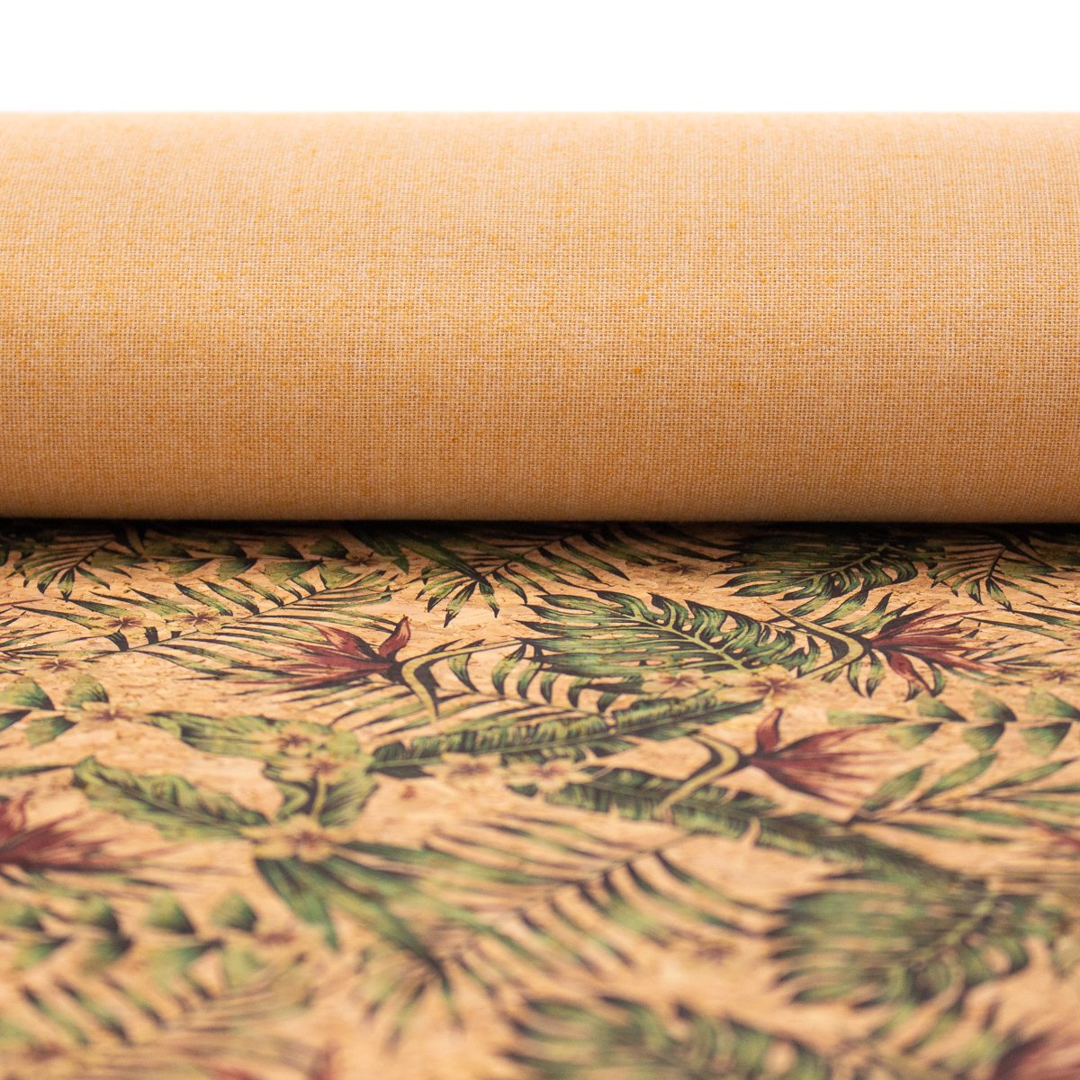Tissu de liège d'été à motif floral sans couture de feuilles de palmier COF-377