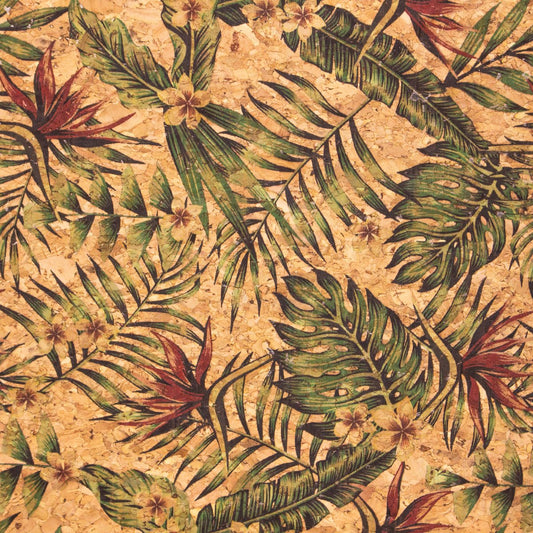 Palm Leaves Seamless Floral Pattern Summer Cork Fabric COF-377