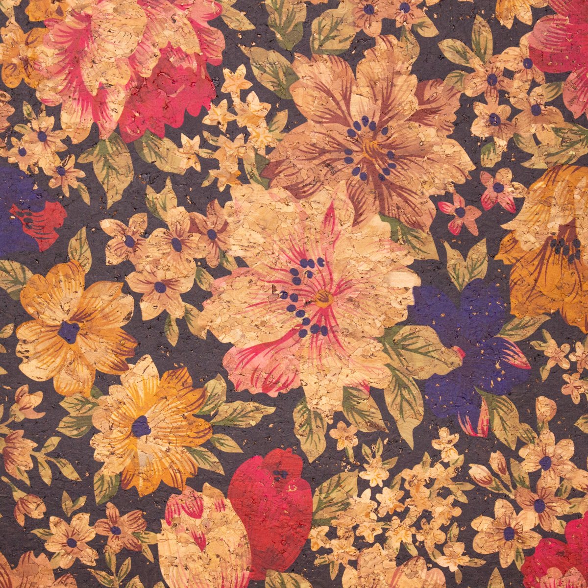 Flower Pattern Natural Cork Fabric COF-372