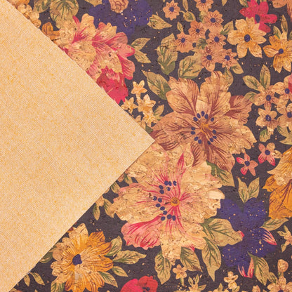 Tissu en liège naturel à motif floral COF-372