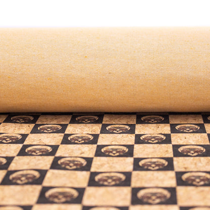 Checkered Chess Leopard Print Cork Fabric-COF-283-A