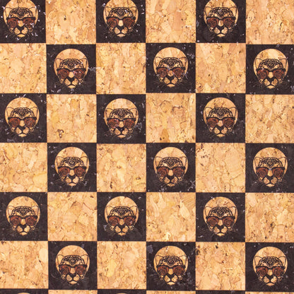 Checkered Chess Leopard Print Cork Fabric-COF-283-A