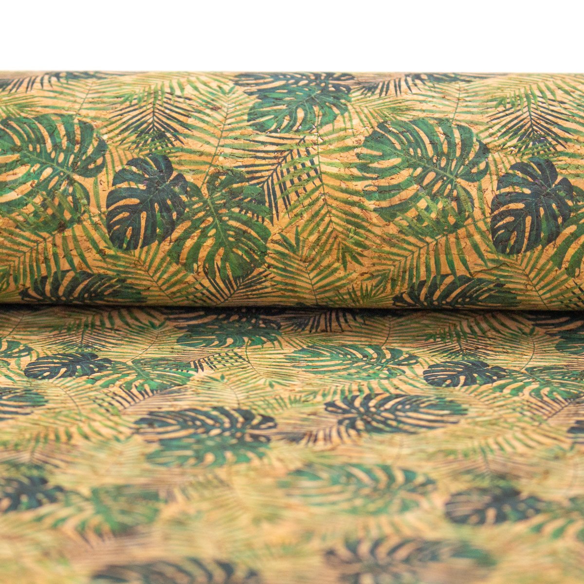 Green leaves  pattern Cork fabric COF-373