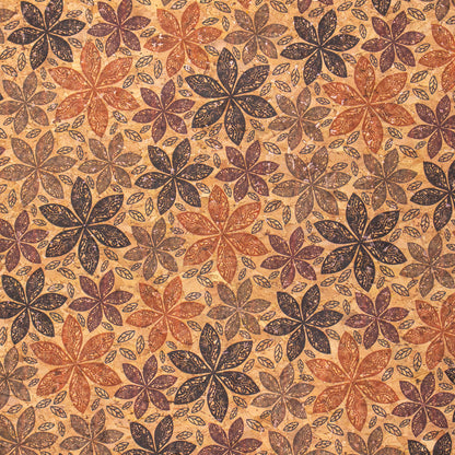 Maple Leaf & Circles Pattern Vegan Cork Fabric | THE CORK COLLECTION