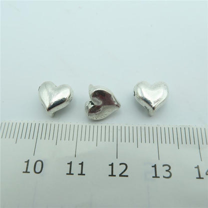 20 pièces pour curseur en cuir plat de 5mm, breloques en forme de cœur en argent antique, fournitures de recherche de bijoux D-1-5-15