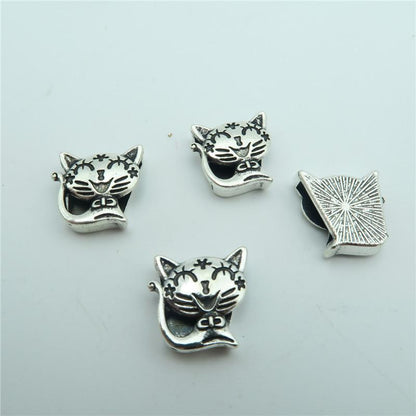 10 Pcs for 10mm flat leather,Antique Silver Cat  jewelry supplies jewelry finding D-1-10-113