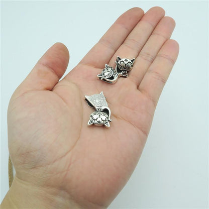 10 Pcs for 10mm flat leather,Antique Silver Cat  jewelry supplies jewelry finding D-1-10-113