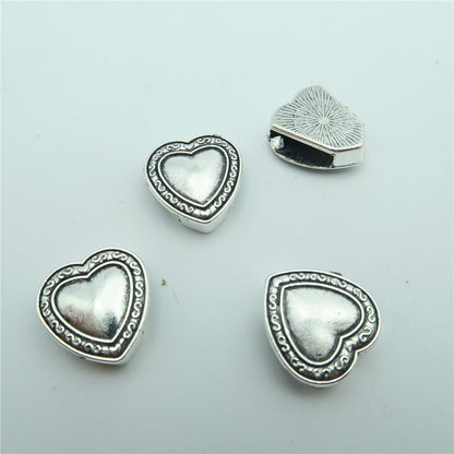 10 Pcs for 10mm flat leather,Antique Silver Hearts  jewelry supplies jewelry finding D-1-10-114