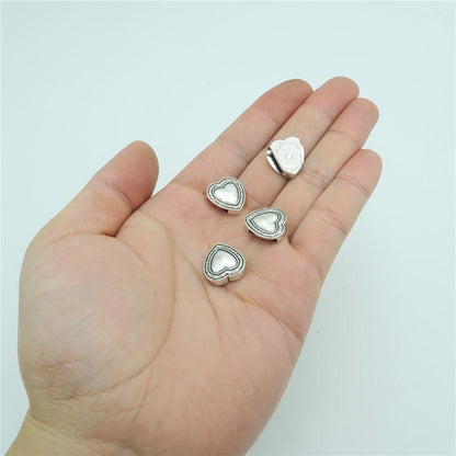10 pièces pour cuir plat de 10mm, fournitures de bijoux en forme de cœur en argent Antique, recherche de bijoux D-1-10-114