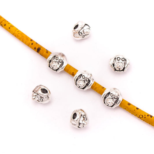 10 pièces pour cuir de 5mm, argent antique, zamak, perles rondes de 5mm, fourniture de bijoux, composants-D-5-5-159