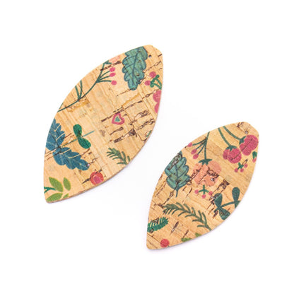10Pcs Leaf-shaped Double-sided printing cork fabric suitable for any jewelry DIY D-3-461