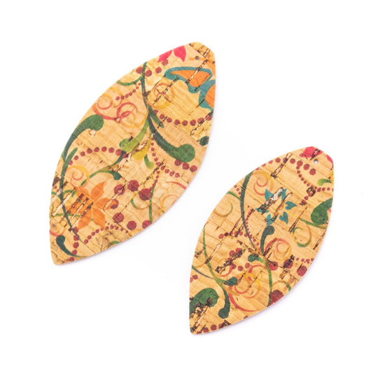 10Pcs Leaf-shaped Double-sided printing cork fabric suitable for any jewelry DIY D-3-460