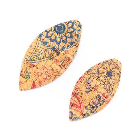 10Pcs Leaf-shaped Double-sided printing cork fabric suitable for any jewelry DIY D-3-463