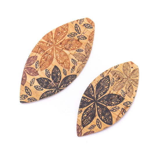 10Pcs Leaf-shaped Double-sided printing cork fabric suitable for any jewelry DIY D-3-462